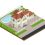 Suburb house building isometric composition with swimming pool and fence vector illustration